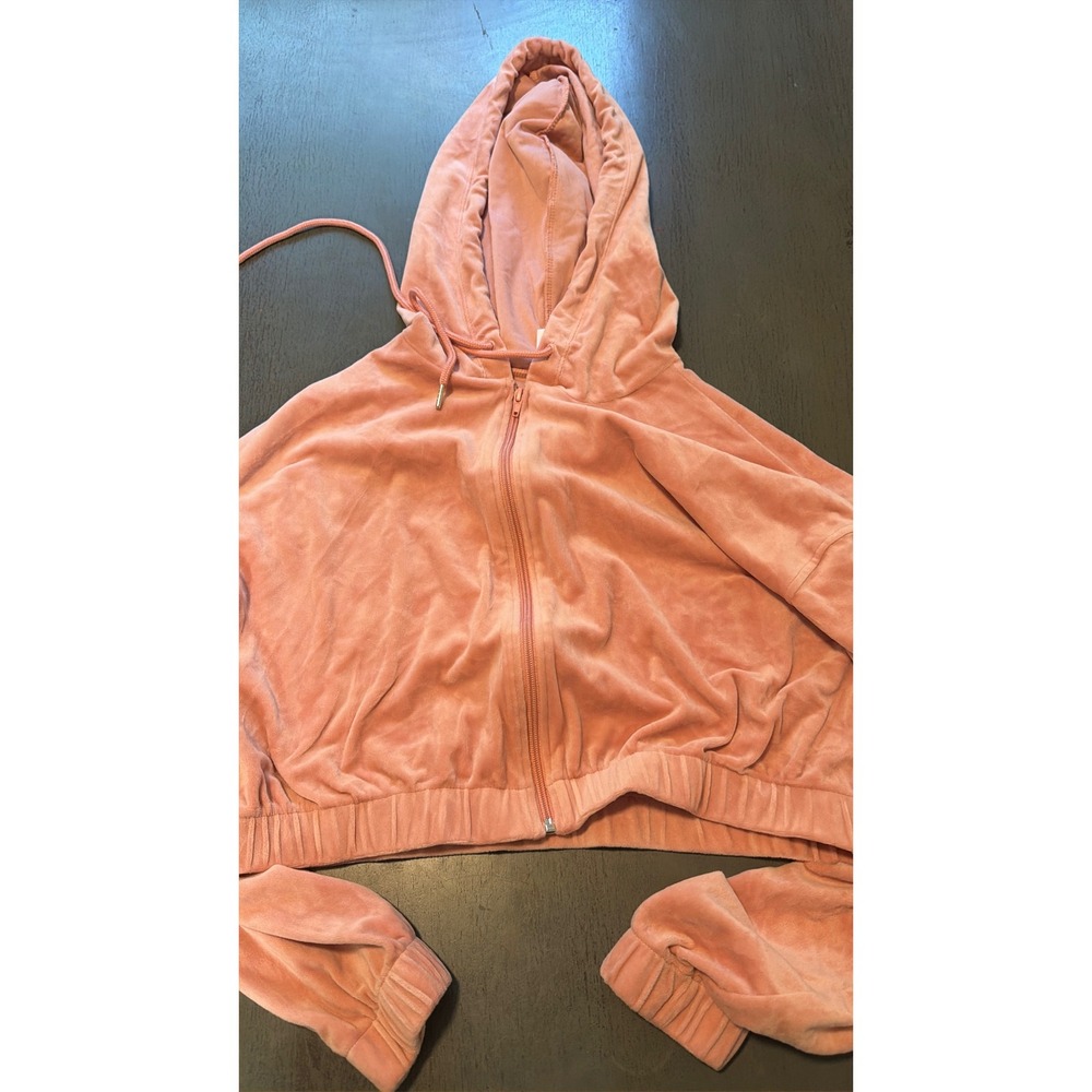 No Boundaries Pink Velour Cropped Zip Up Hoodie Angel Sleeve XXL 19 NWT